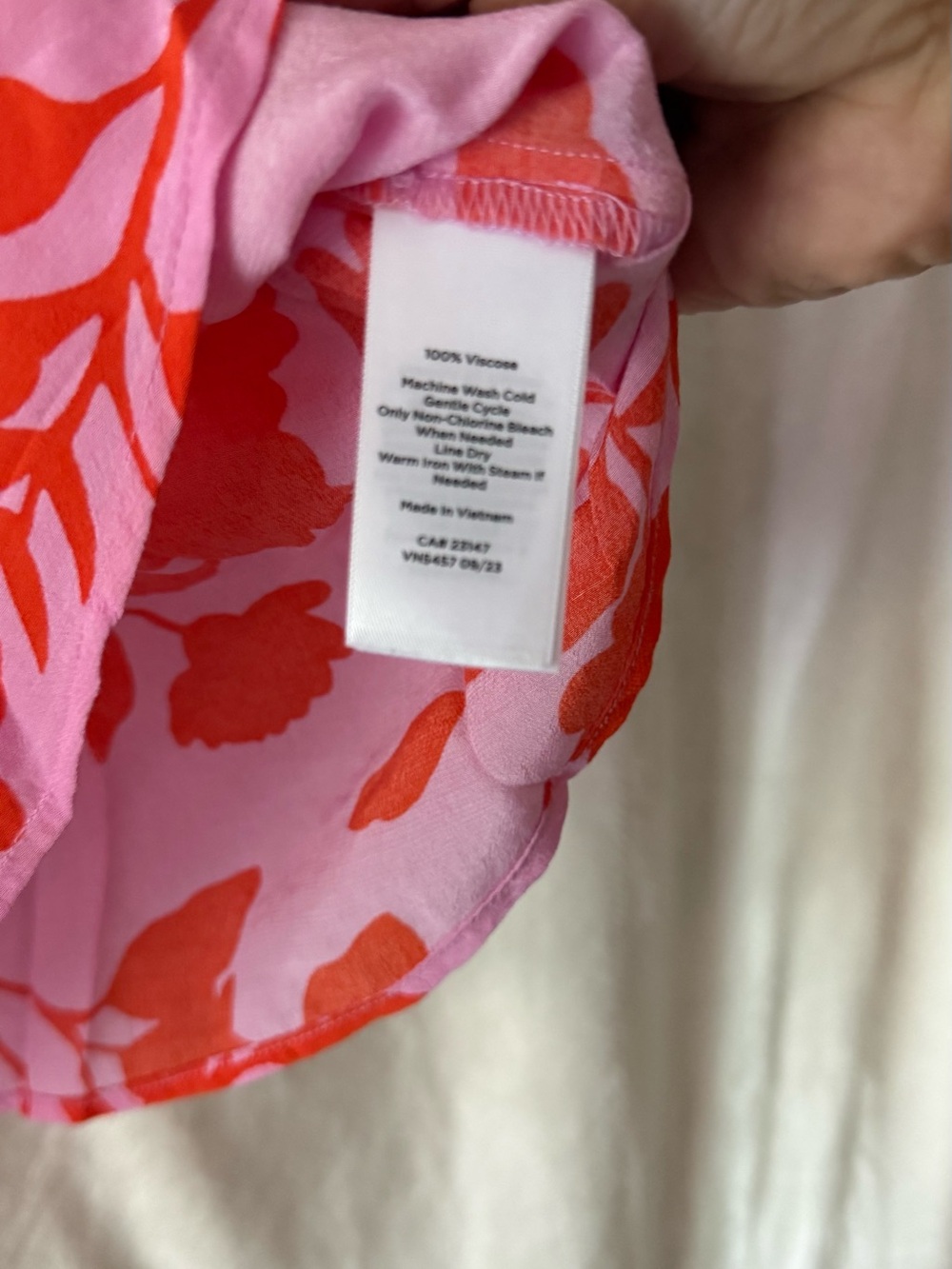 Talbots Pink Blouse with Red Floral Print V-Neck - Picture 3 of 3